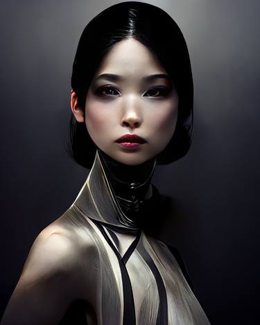 A classic asian portrait of a girl with the right features. thumb