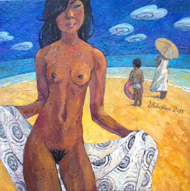 Print of Impressionism Beach Paintings by Julia Yulduskhon Repikhova