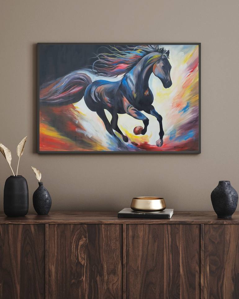 Original Abstract Horse Painting by Ema Kato