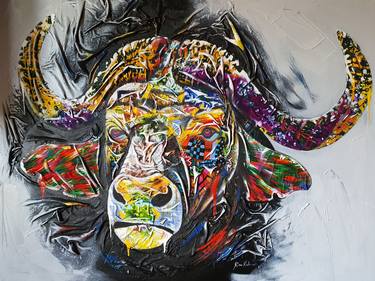 Original Abstract Animal Mixed Media by Ema Kato