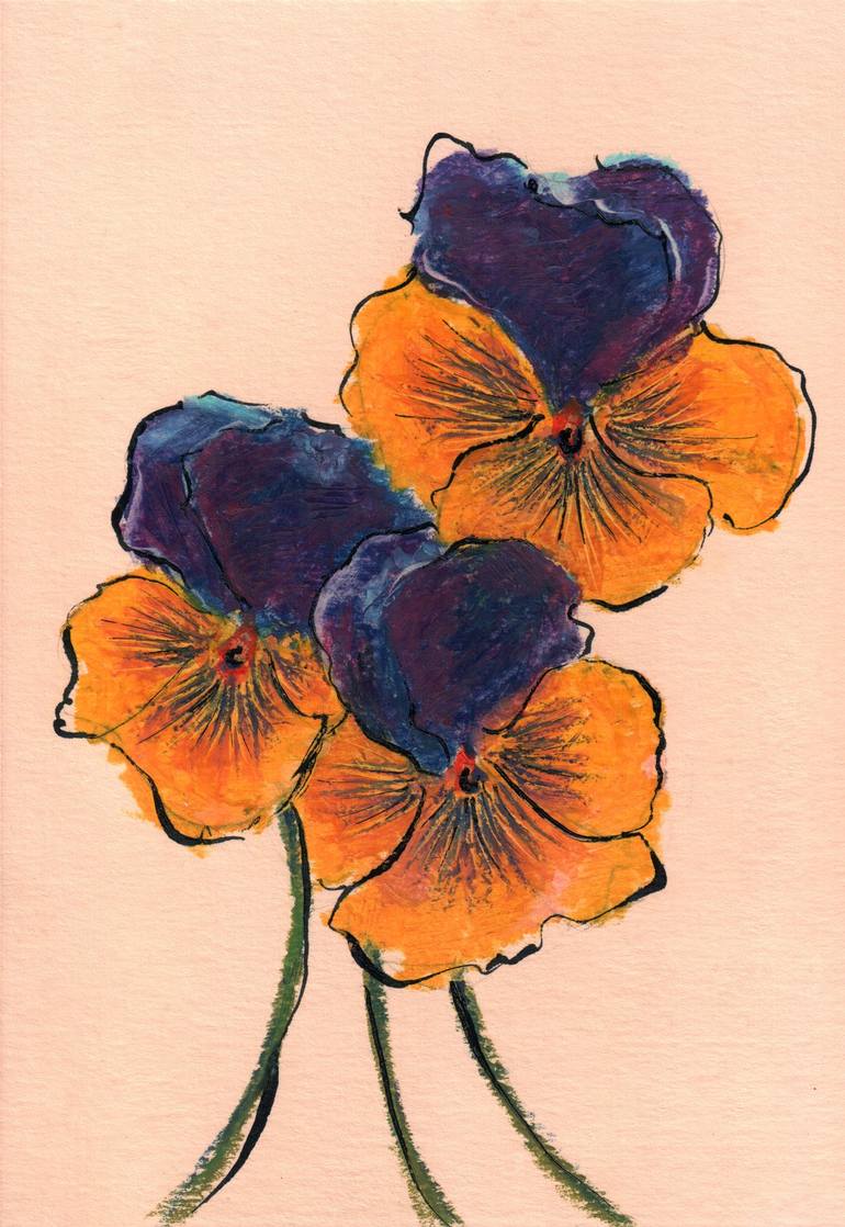 Pansy flowers Drawing by Lyubov Fonareva | Saatchi Art