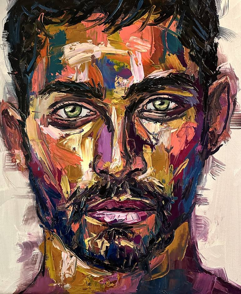 Young sexy man, male portrait Painting by EMMANOUIL NANOURIS | Saatchi Art