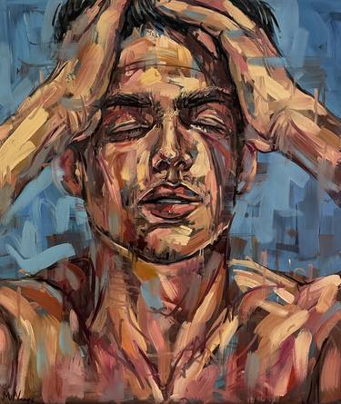 Young handsome man, male portrait, gay queer painting thumb