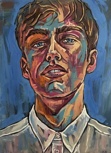 Young man artwork, male handsome twink painting thumb
