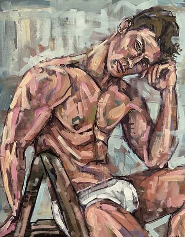 Naked man, male nude painting thumb