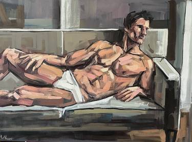 Original Figurative Men Paintings by EMMANOUIL NANOURIS