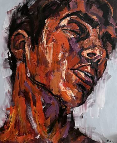 Large male portrait oil painting, gay artwork, handsome young man thumb