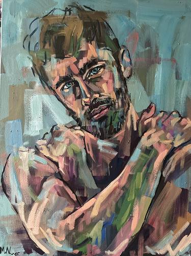 Original Figurative Men Paintings by EMMANOUIL NANOURIS