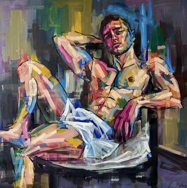 Colourful male nude oil painting thumb