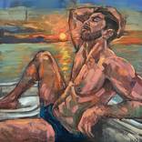 Male nude oil painting by EMMANOUIL NANOURIS