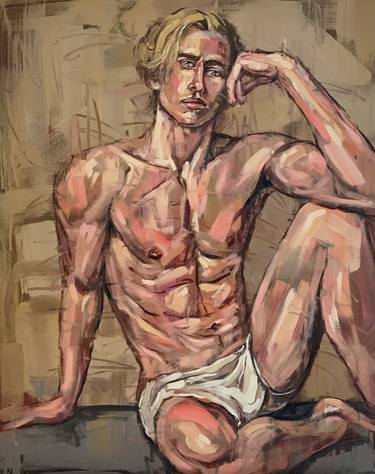 Original Figurative Men Paintings by EMMANOUIL NANOURIS