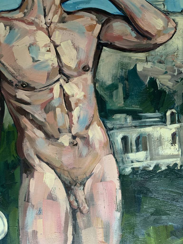 Original Figurative Nude Painting by EMMANOUIL NANOURIS