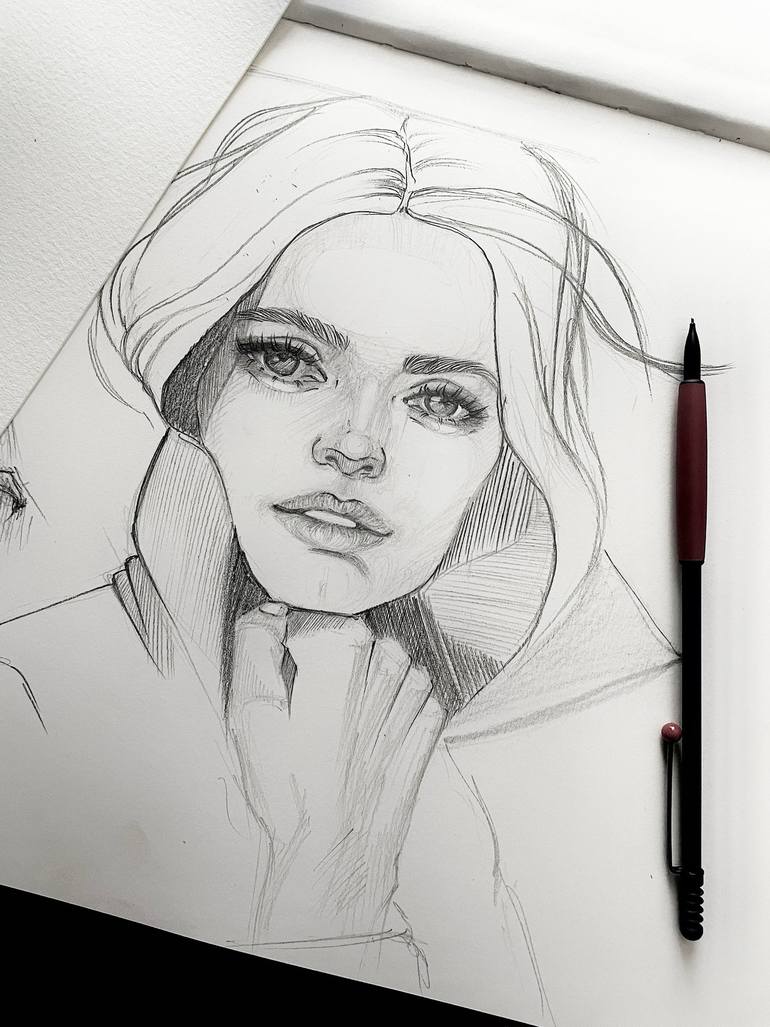 Pretty girl in a jacket Drawing by Aleksa Antonova Saatchi Art