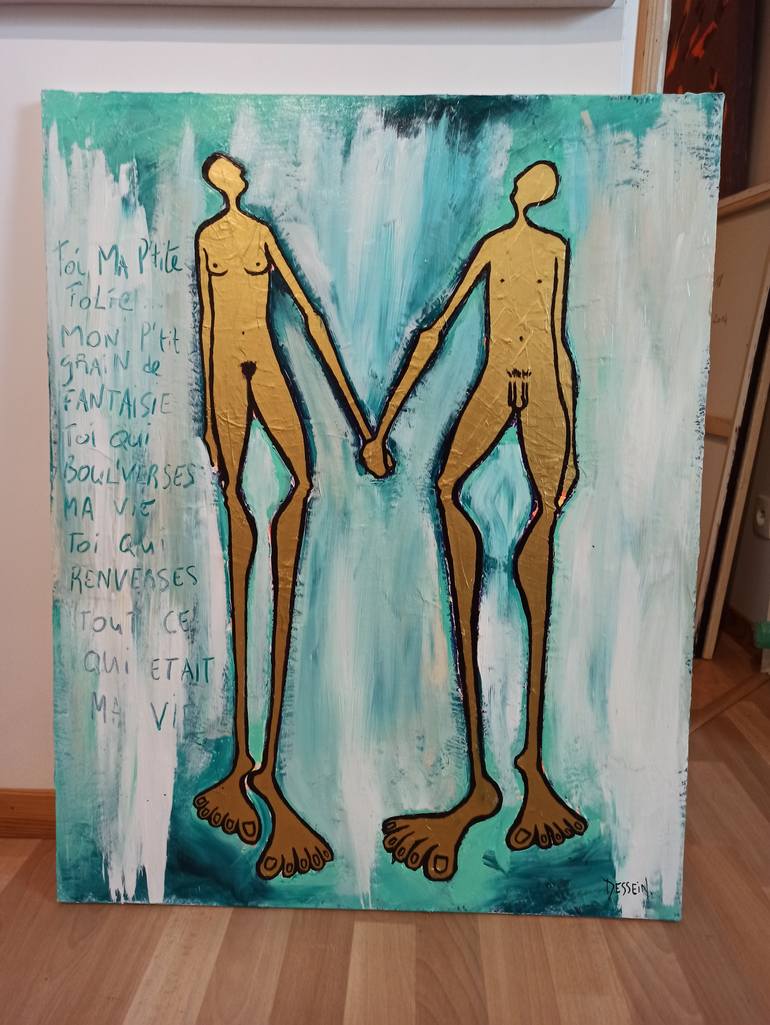 Original Contemporary Love Painting by Delphine Dessein