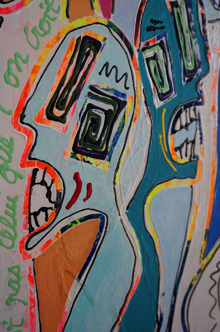 Original Street Art People Painting by Delphine Dessein