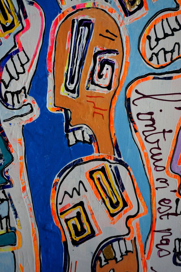 Original Street Art People Painting by Delphine Dessein