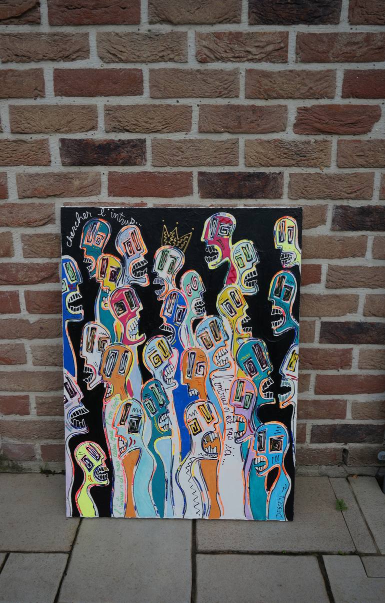 Original Street Art People Painting by Delphine Dessein