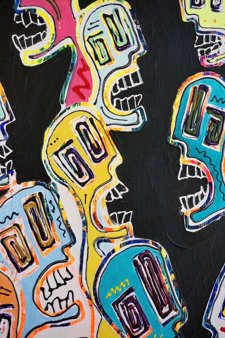 Original Street Art People Painting by Delphine Dessein