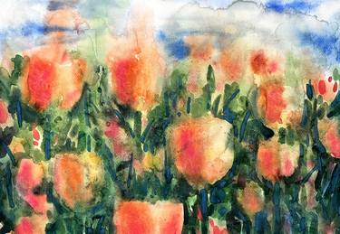 Original Expressionism Garden Painting by Pat Suda