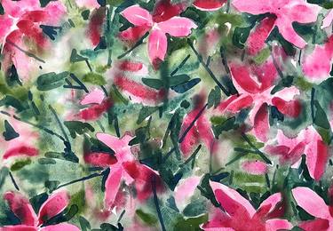 Original Expressionism Garden Painting by Pat Suda