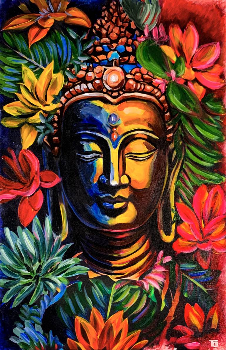 The Spiritual Self - The Buddha, Original Acrylic Canvas Painting by Da  Huyn