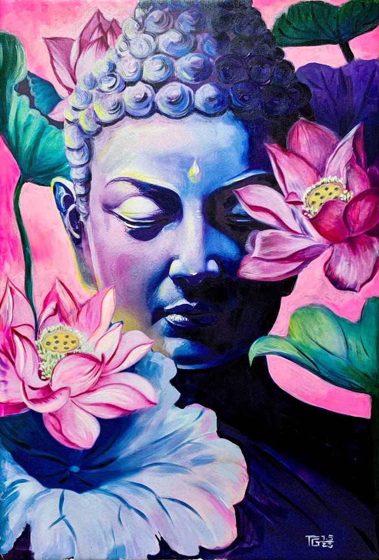 The Spiritual Self - The Buddha, Original Acrylic Canvas Painting by Da  Huyn