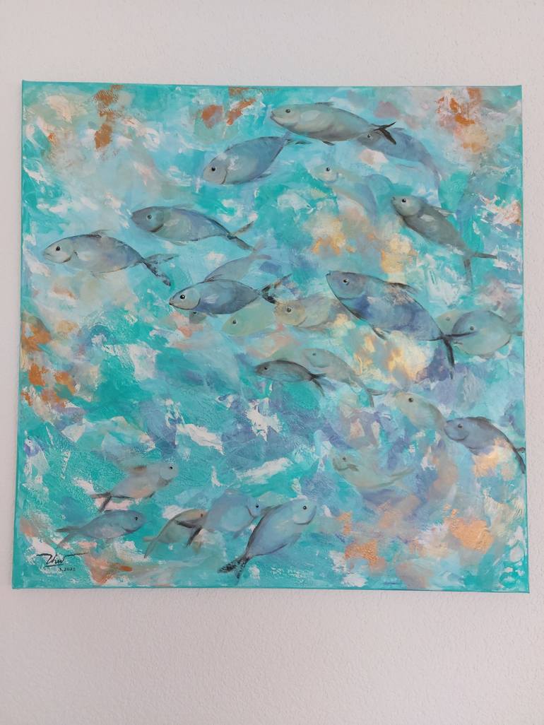 Original Abstract Expressionism Water Painting by Thu Nguyen