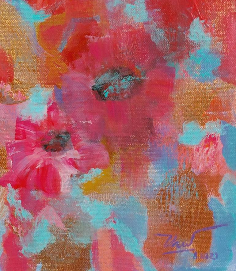 Original Expressionism Floral Painting by Thu Nguyen