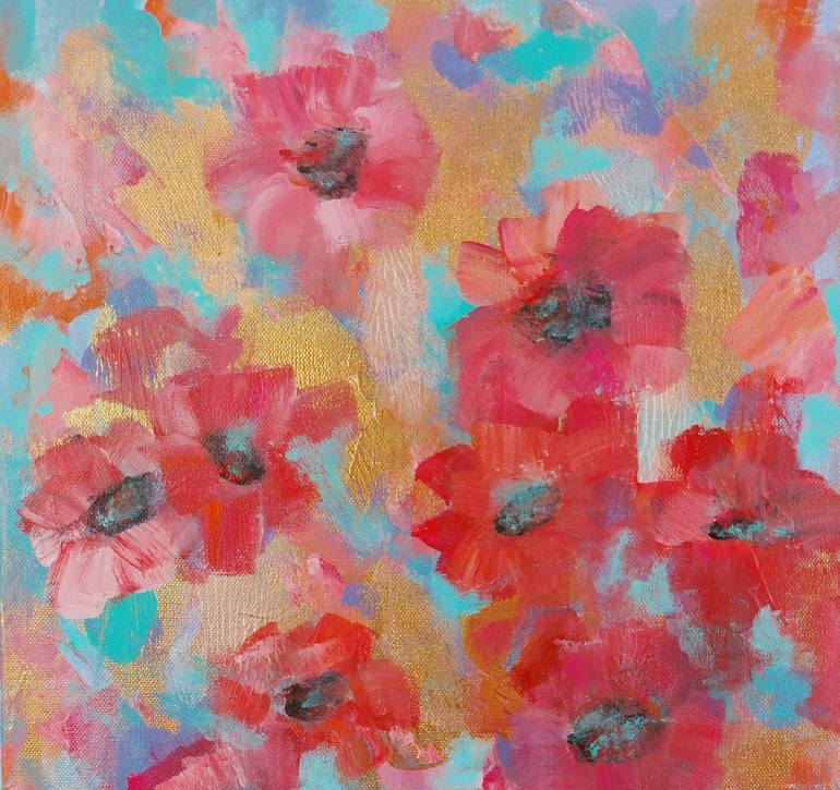 Original Expressionism Floral Painting by Thu Nguyen