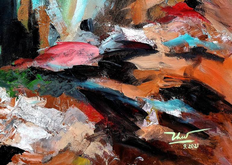 Original Abstract Expressionism Abstract Painting by Thu Nguyen