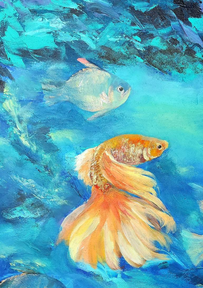 Original Figurative Fish Painting by Thu Nguyen