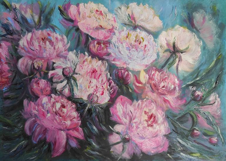 The delicacy of peonies Painting by Maria Galan | Saatchi Art
