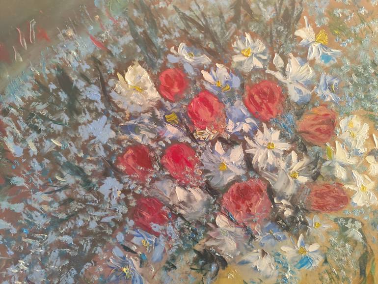 Original Impressionism Floral Painting by Maria Galan