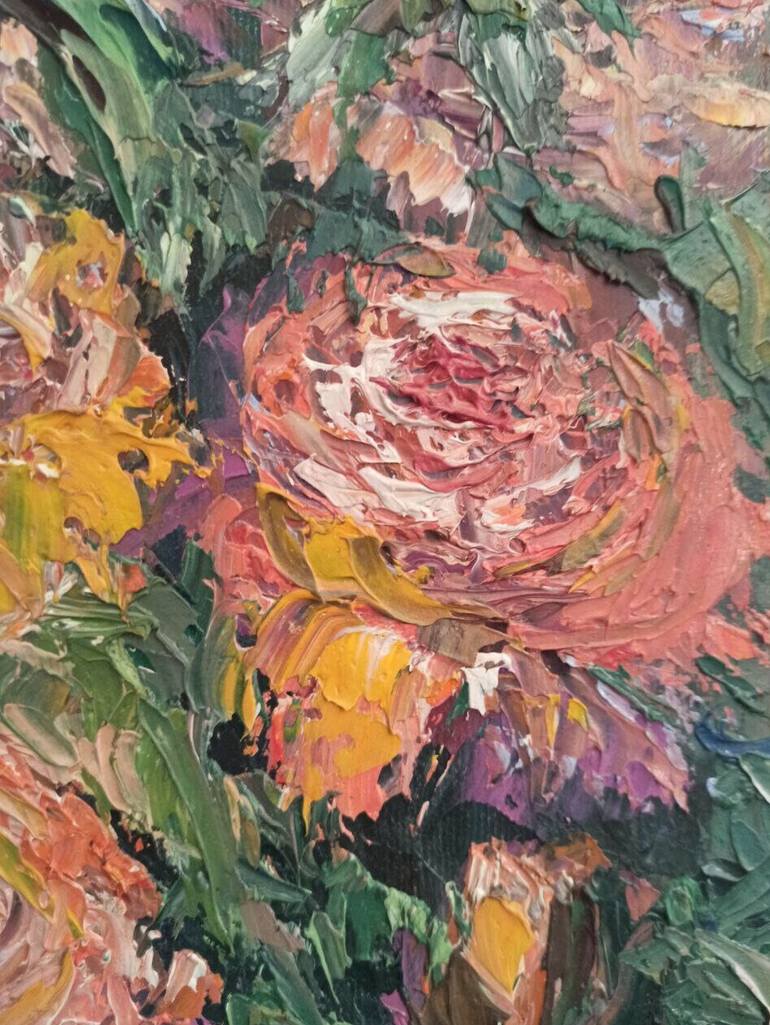Original Impressionism Floral Painting by Maria Galan
