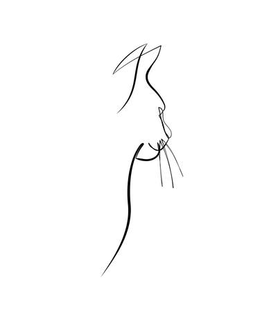 One line art of cat thumb