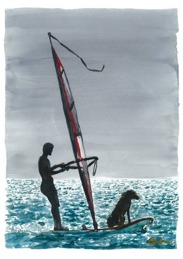 Windsurfer with your dog thumb