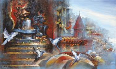 Original Abstract Landscape Paintings by Panchu Gharami