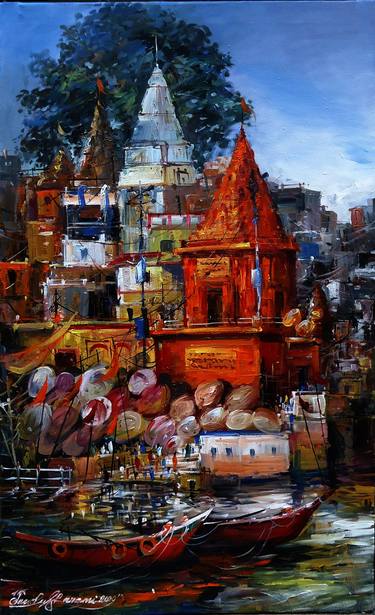 Original Abstract Landscape Paintings by Panchu Gharami