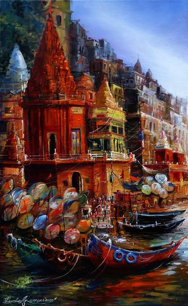 Original Abstract Landscape Paintings by Panchu Gharami