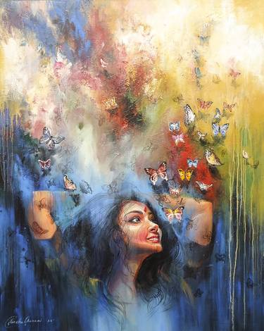 Original Abstract Women Painting by Panchu Gharami