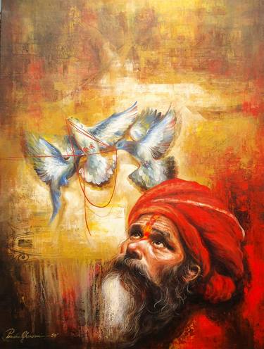 Original Abstract Religion Paintings by Panchu Gharami