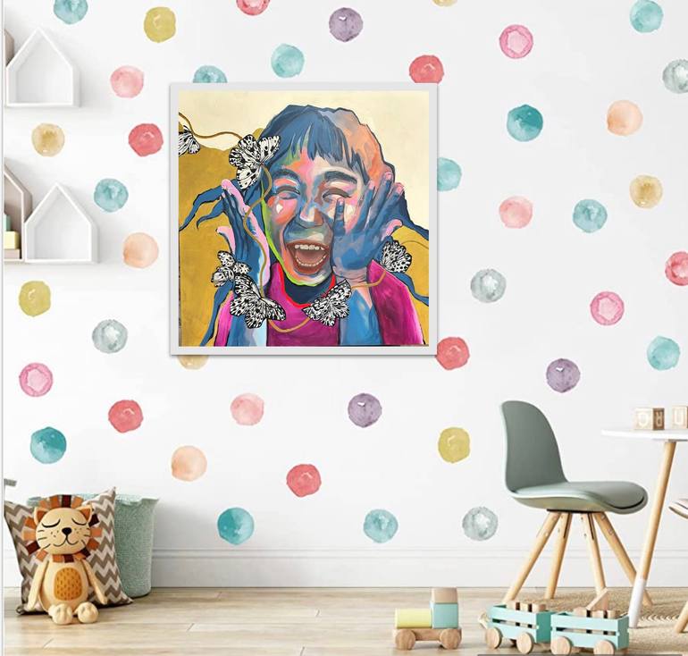 Original Abstract Expressionism Children Painting by Bharathi Dev