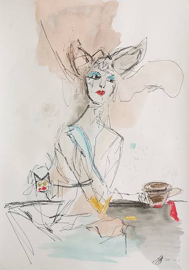 Original Abstract Expressionism Women Drawings by Daheaven art