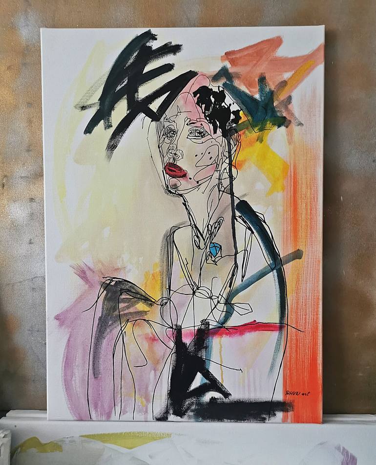 Original Abstract Expressionism Women Painting by Daheaven art