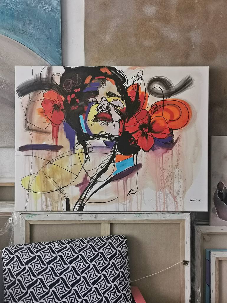 Original Abstract Expressionism Women Painting by Daheaven Art
