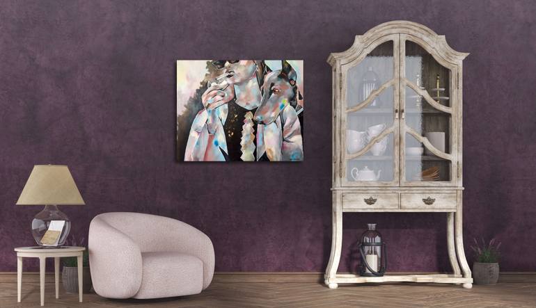 Original Figurative Dogs Painting by Daheaven Art