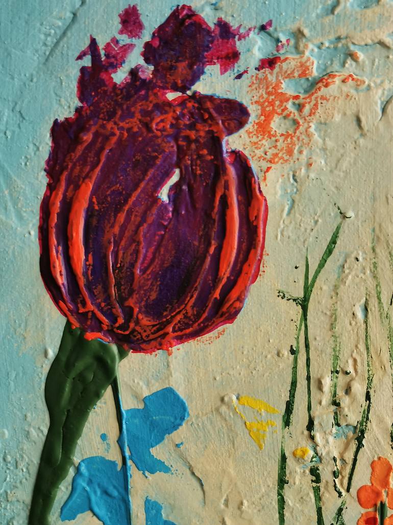 Original Abstract Expressionism Floral Painting by Daheaven Art