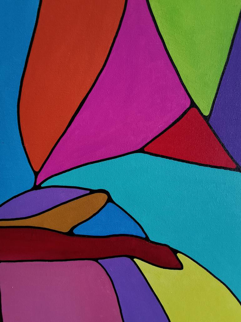 Original Geometric Women Painting by Daheaven Art