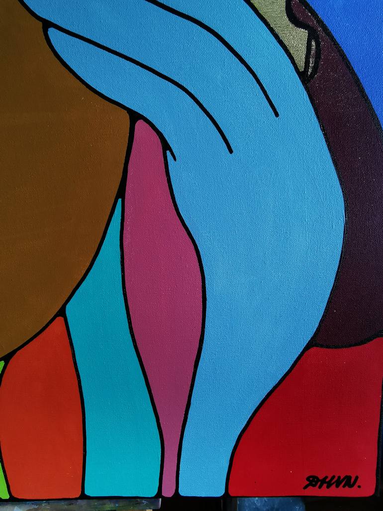 Original Geometric Women Painting by Daheaven Art