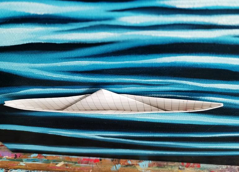 Original Minimalism Seascape Painting by Daheaven Art